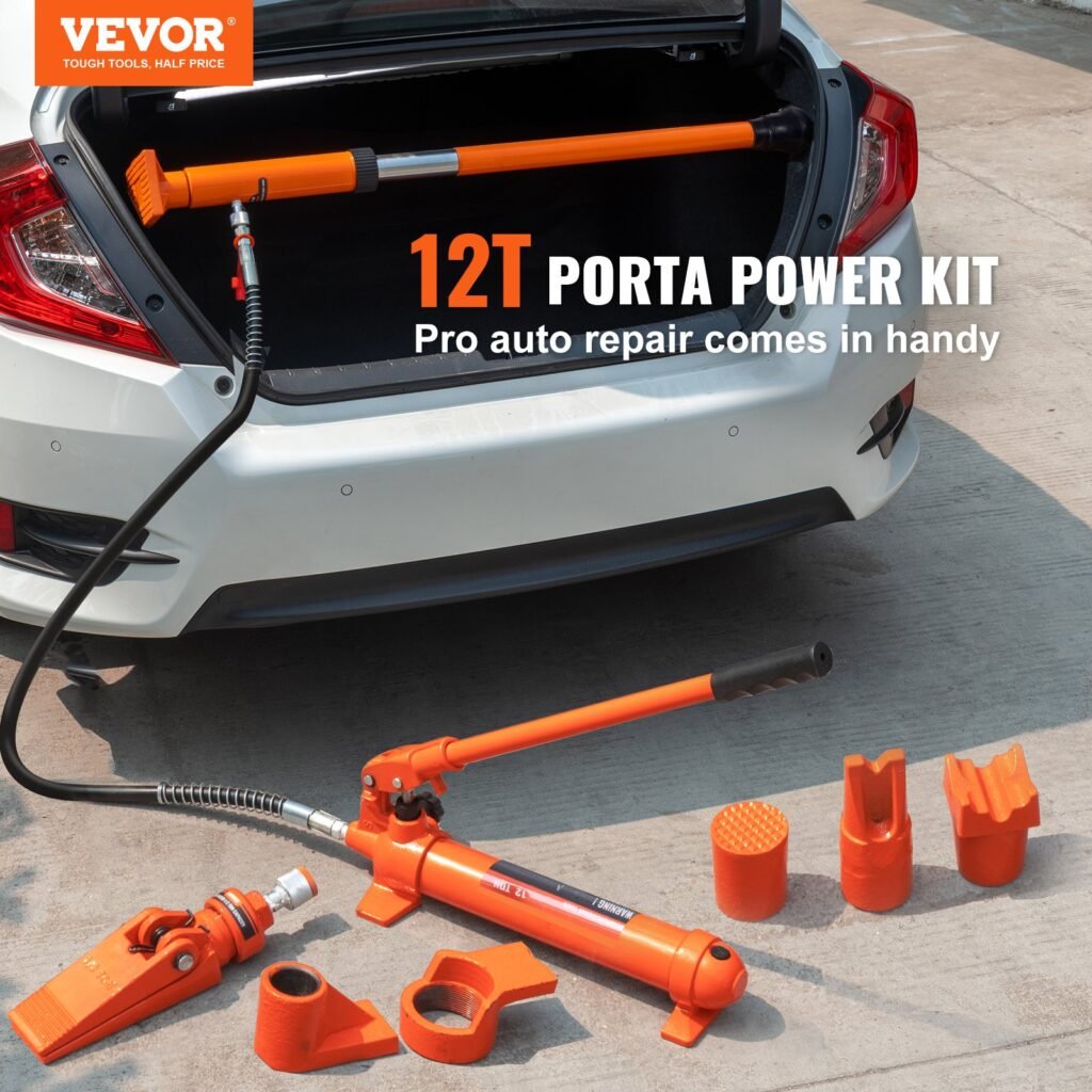 12 Ton Porta Power Kit, Portable Hydraulic Jack With 4.6 Ft/1.4 M Oil Hose, Auto Body Frame Repair Kit With Storage Case For Car Repair, Truck, Farm —