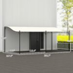 10' X 20' Wall-Mounted Outdoor Pergola Canopy, Metal Patio Canopy With Drainage Holes For Backyard Garden, Cream White
