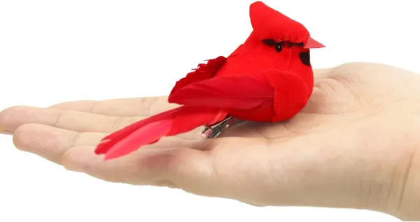 12 Pcs Cardinal Birds For Crafts, Mini Cardinal Clip On Christmas Tree Ornaments Artificial Red Birds Decorations For Wreaths Centerpieces DIY Crafts, Red Velvet & Feathers - Image 3