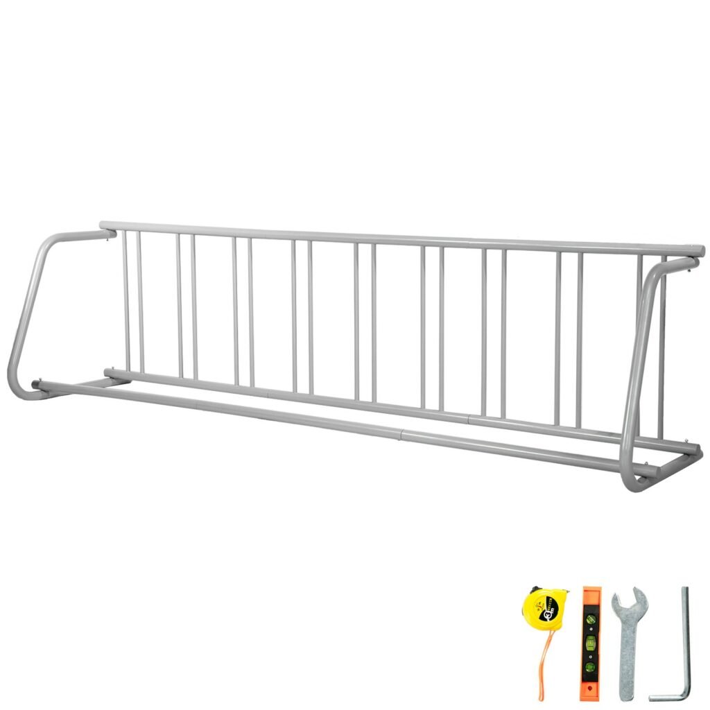 111' Length Floor Bike Rack, 9 Holders All-Steel Grid Bike Rack, Single-Side Storage Stand For Garages Streets Yards —