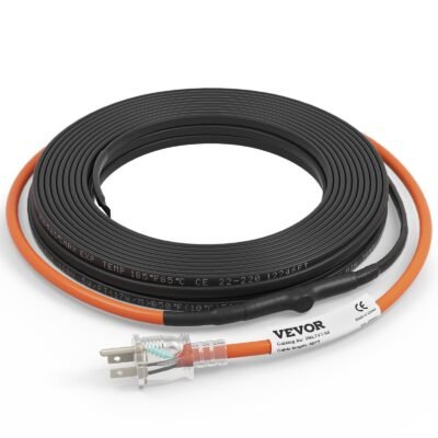 Self-Regulating Pipe Heating Cable, 60-feet 5W/ft Heat Tape For Pipes Freeze Protection, Protects PVC Hose, Metal And Plastic Pipe From Freezing, 120V