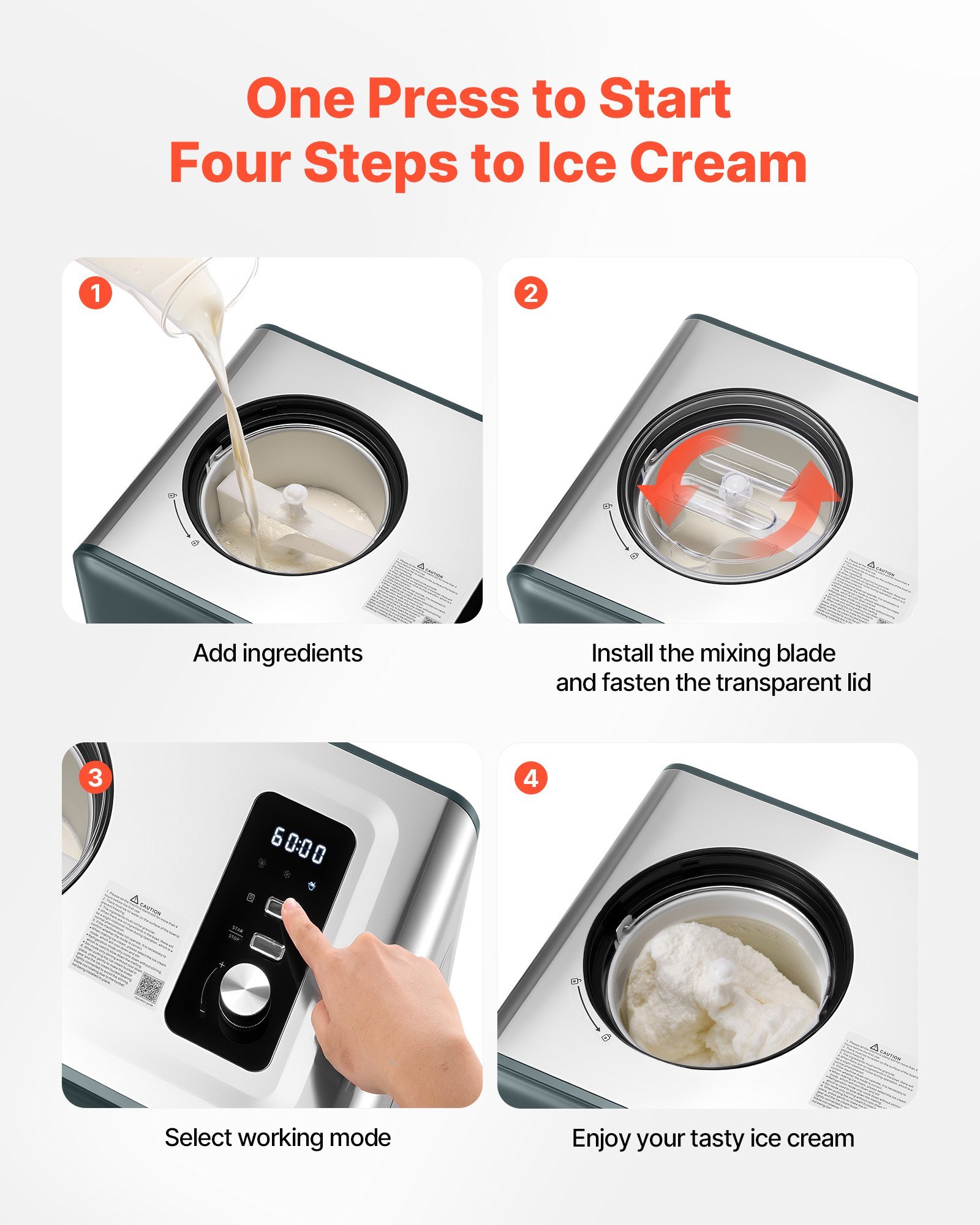 1.5 QT Automatic Ice Cream Maker With Built-in Compressor No Pre-freezing - Image 3