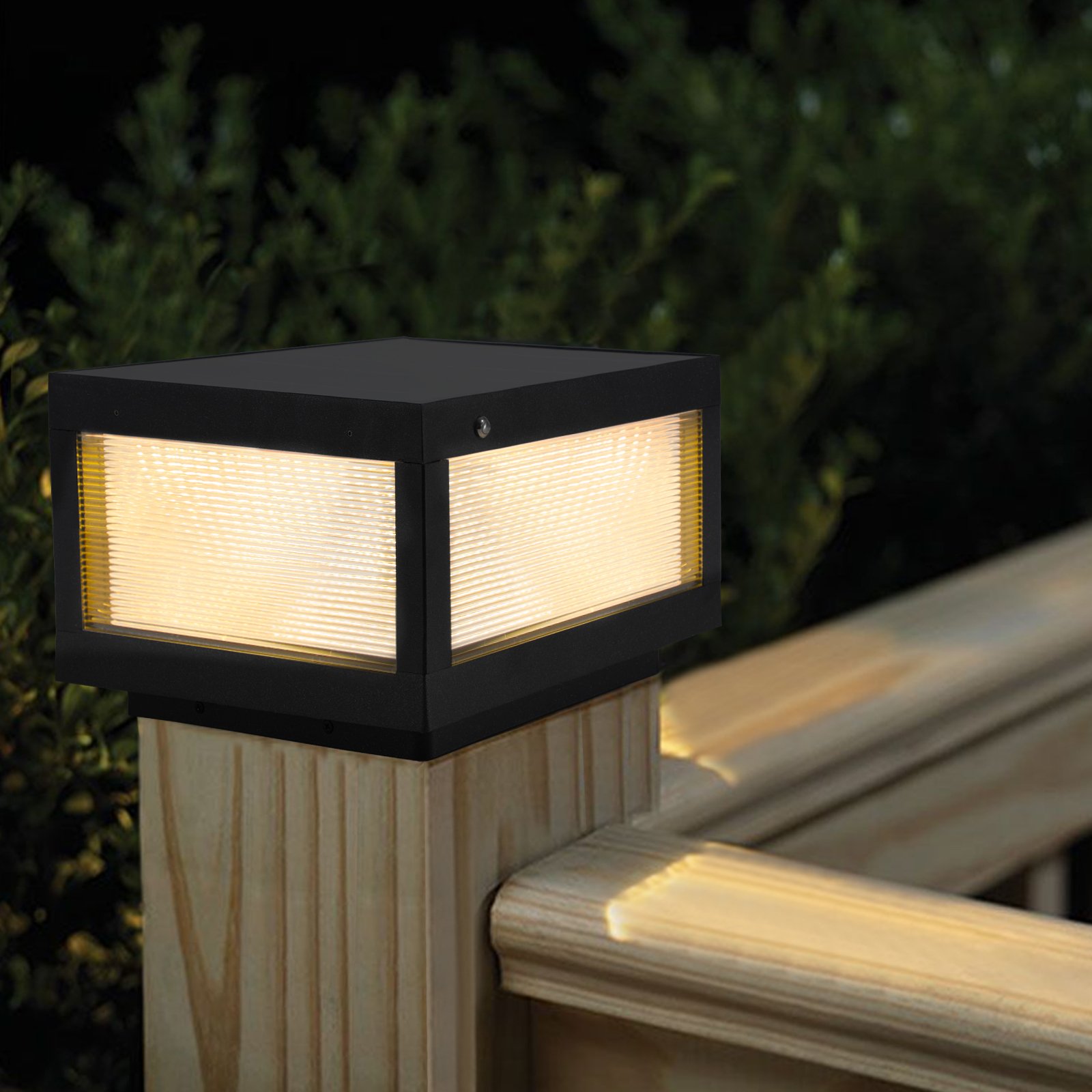 12inch Black Solar Powered LED Post Cap Light, Modern Outdoor LED Fence Light For Pathways, Decks, And Patios1-Pack - Image 9