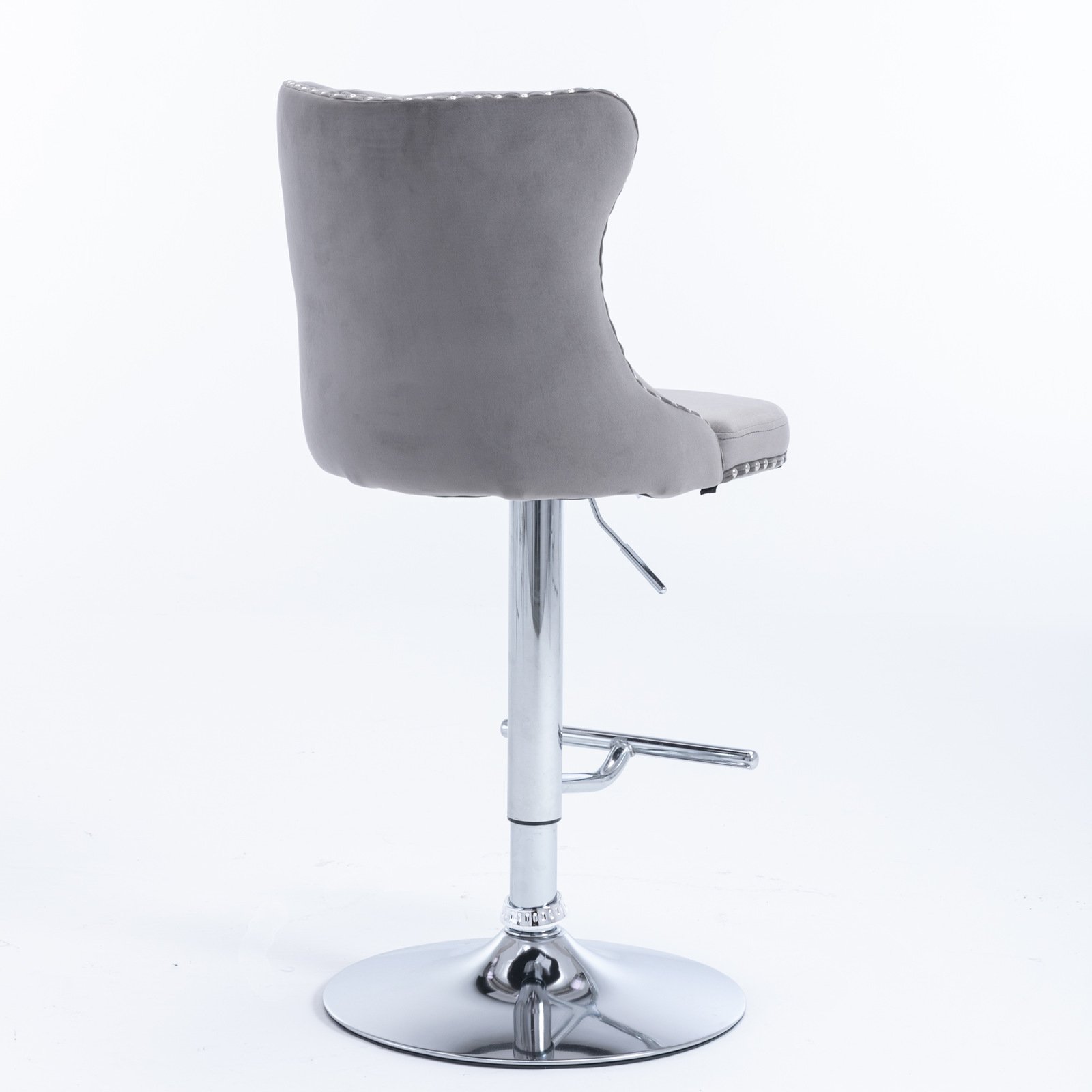 Swivel Velvet Barstools Adjusatble Seat Height From 25-33 Inch, Chrome Base Bar Stools With Backs Comfortable Tufted For Home Pub And Kitchen Island,Set Of 2, AS1712GY, Gray - Image 3