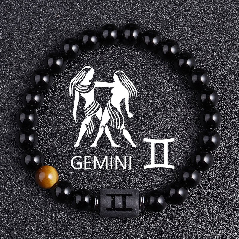 Twelve Constellation Black Glass Tiger-eye Bracelet - Image 9