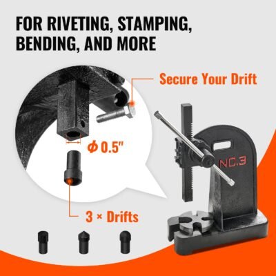 Arbor Press, 3 Ton Manual Arbor Press, 12.2" Maximum Height, Cast Iron Heavy-duty Manual Desktop Arbor Press, Precision Hand Press For Stamping, Bending, Stretching, Forming
