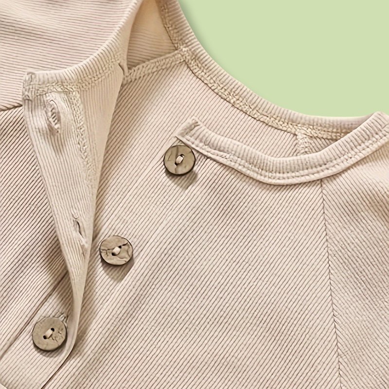 3-Pack Baby Boys One-Piece Romper Set, Long Sleeve Ribbed Button Jumpsuit - Image 3