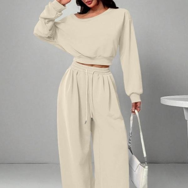 Women's Fashion Slim-fit Off-the-shoulder Navel Solid Color Casual Pants Suit - Image 3