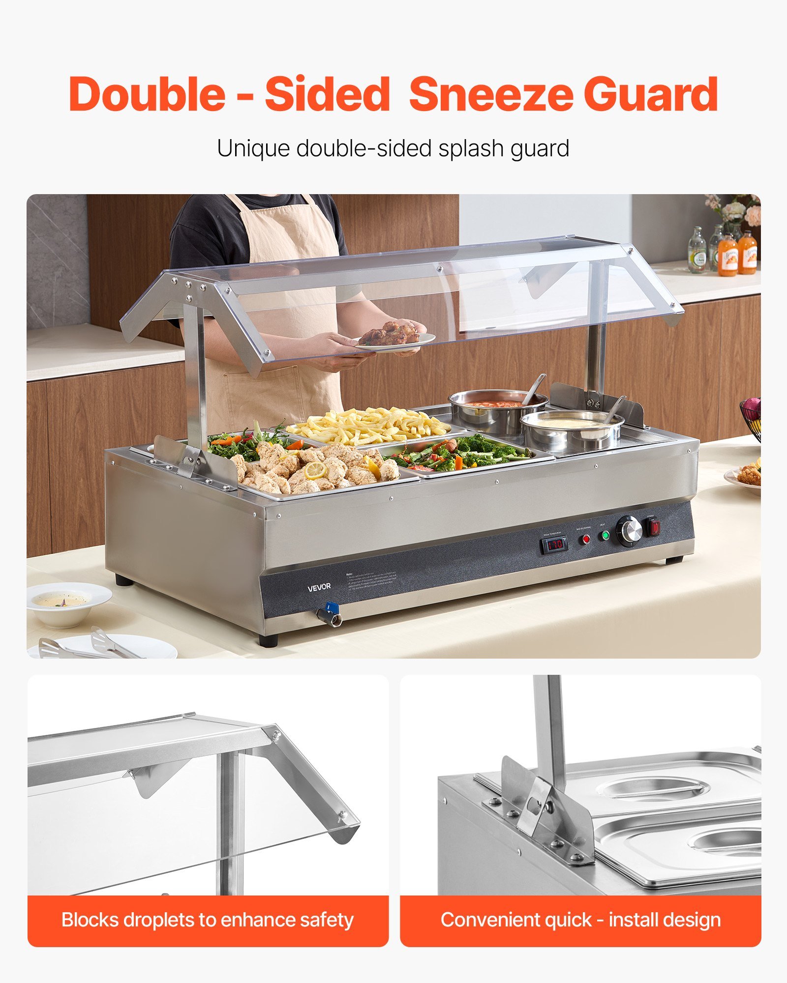 Commercial Soup Warmer Soup Station With Cover 2-Pot & 4-Pan Soup Kettle - Image 4