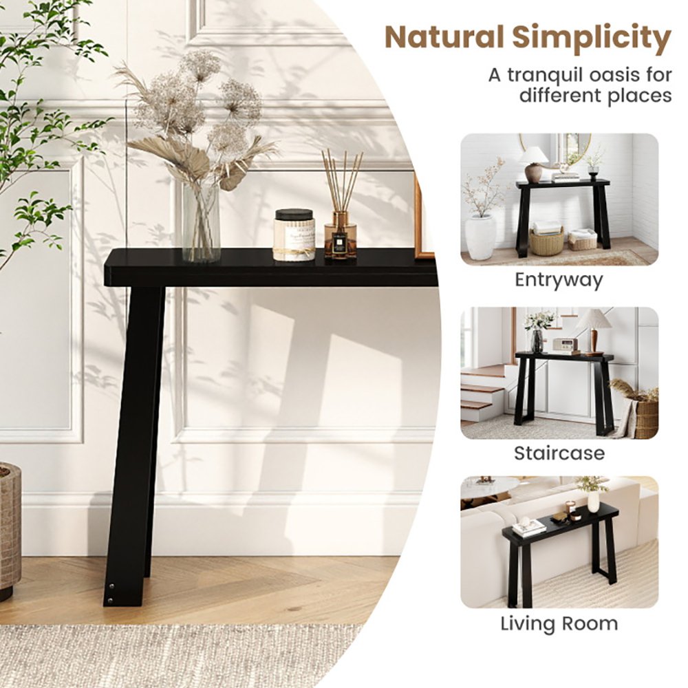 Solid Rubber Wood Console Table 43 Inch Narrow Entryway Table With Thick Table Top And Stable Base For Entryway, Hallway, Living Room And Bedroom - Image 9