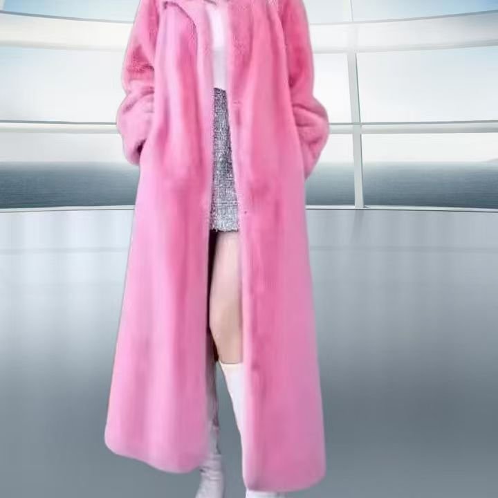 Loose Plus Size Long Leopard Print Fur Coat - Image 14