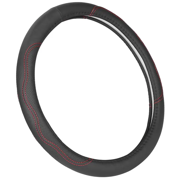 Steering Wheel Cover 14.5in-15in Diameter Universal Fiber Leather Car Steering Wheel Protector - Image 2