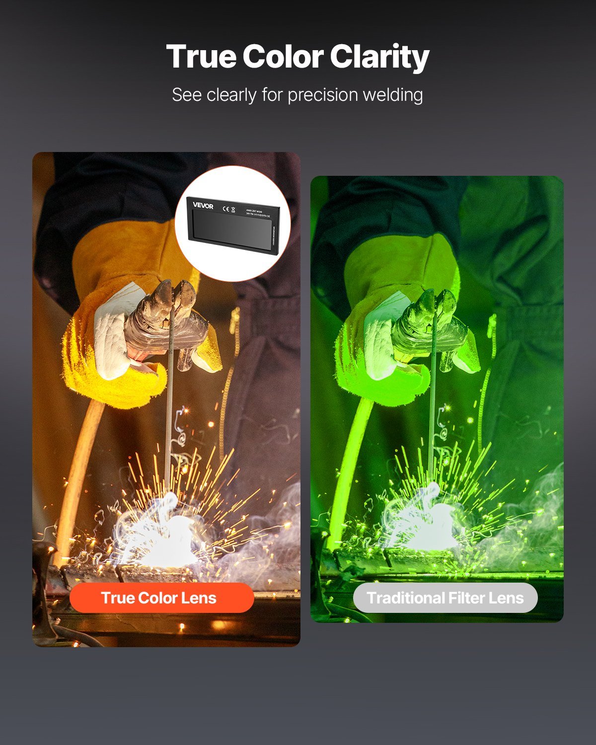 Auto Darkening Welding Lens 4.25" X 2", Shade 9 True Color Welding Lens With Dual Arc Sensors & Gold Coating, Compatible With Most Welding Helmets For TIG, MIG, MMA, ARC Applications - Image 4