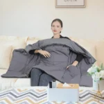 USB Heated Blanket Electric Heated Poncho Shawl Wrap Throw With Zipper Arm Holes Pocket 3 Heating Levels 6 Zones Dual Switch 5V/2A Machine Washable For Home Office Outdoor