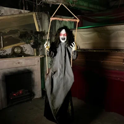 Haunted Hill Farm Zombie Bride With Pop-Up Head And Light-Up Eyes, Halloween Animatronic For Battery Operated Scary Indoor Or Covered Outdoor Halloween Decorations, Creepy Halloween Props