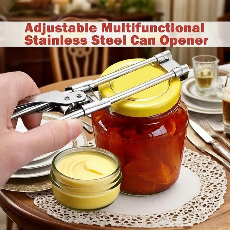 Multifunctional Adjustable Stainless Steel Can Opener Suitable For Those With Weak Hands Or Elderly People With Arthritis. Portable Metal Kitchen Utensil. - Image 4