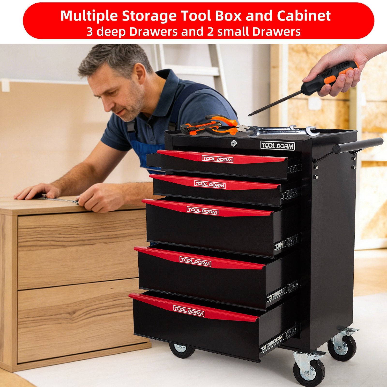 Tool Cabinet 21inch With Wheel And Drawers - Image 6