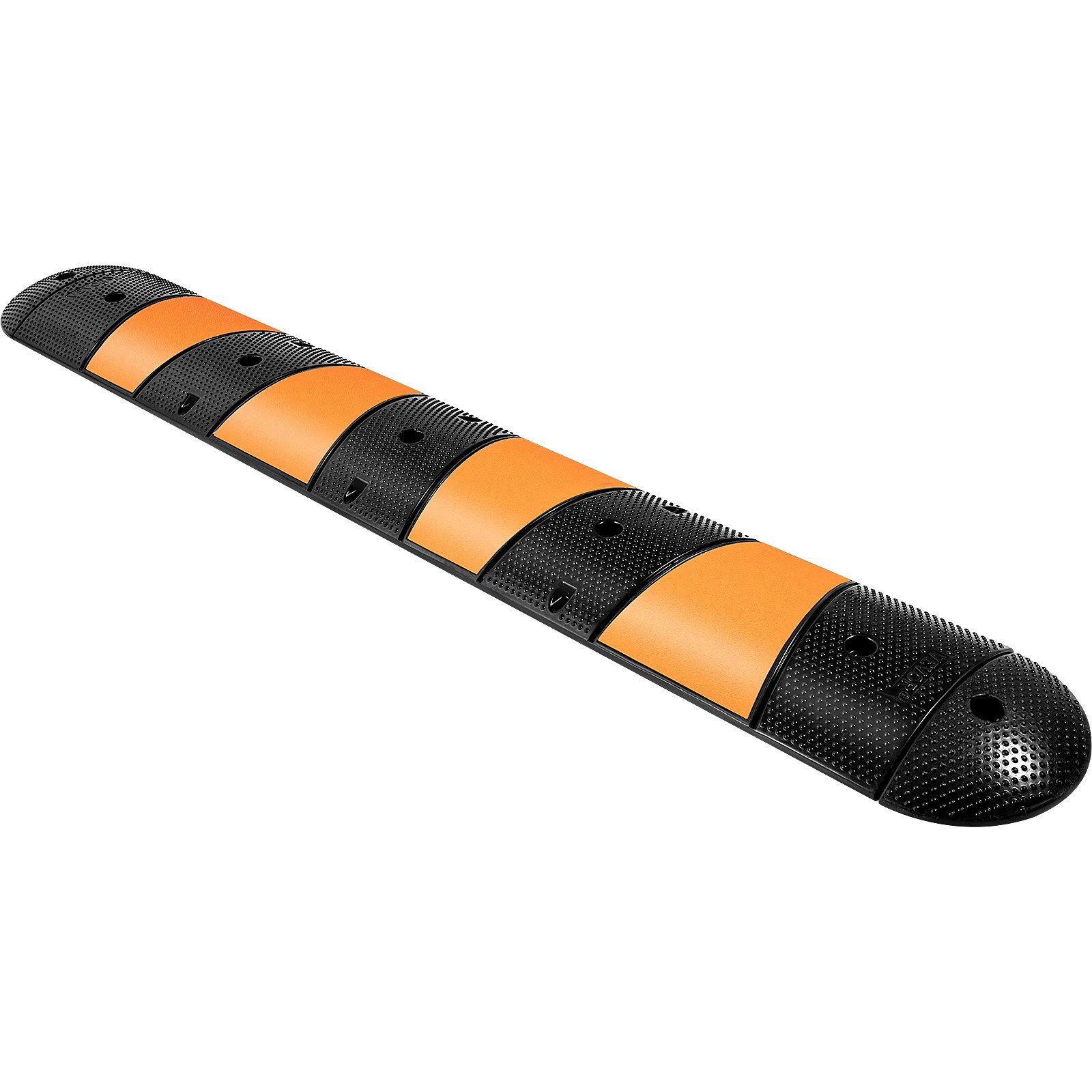 Rubber Speed Bump, 1 Pack 2 Channel Speed Bump Hump, 72 Long Modular Speed Bump Rated 22000 LBS Loading, 72.8 X 12.2 X 2.2 Garage Speed Bump For Asphalt Concrete Gravel Driveway With 2 End Cap - Image 3