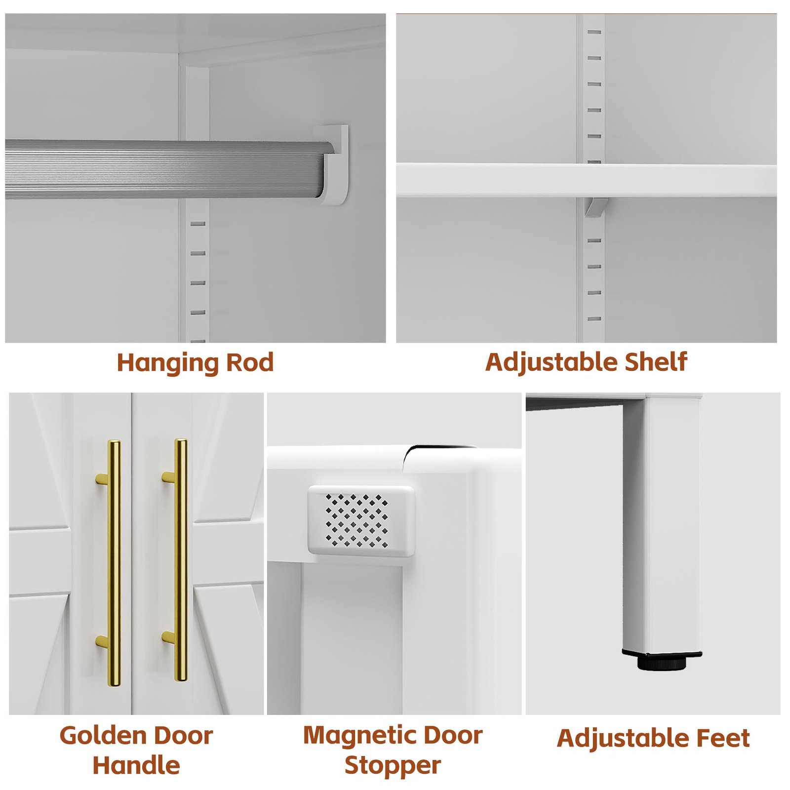 METAN Metal Wardrobe Closet With Doors,Armoire Wardrobe Closet With 2 Drawers For Bedroom,Assembly Required,White - Image 2