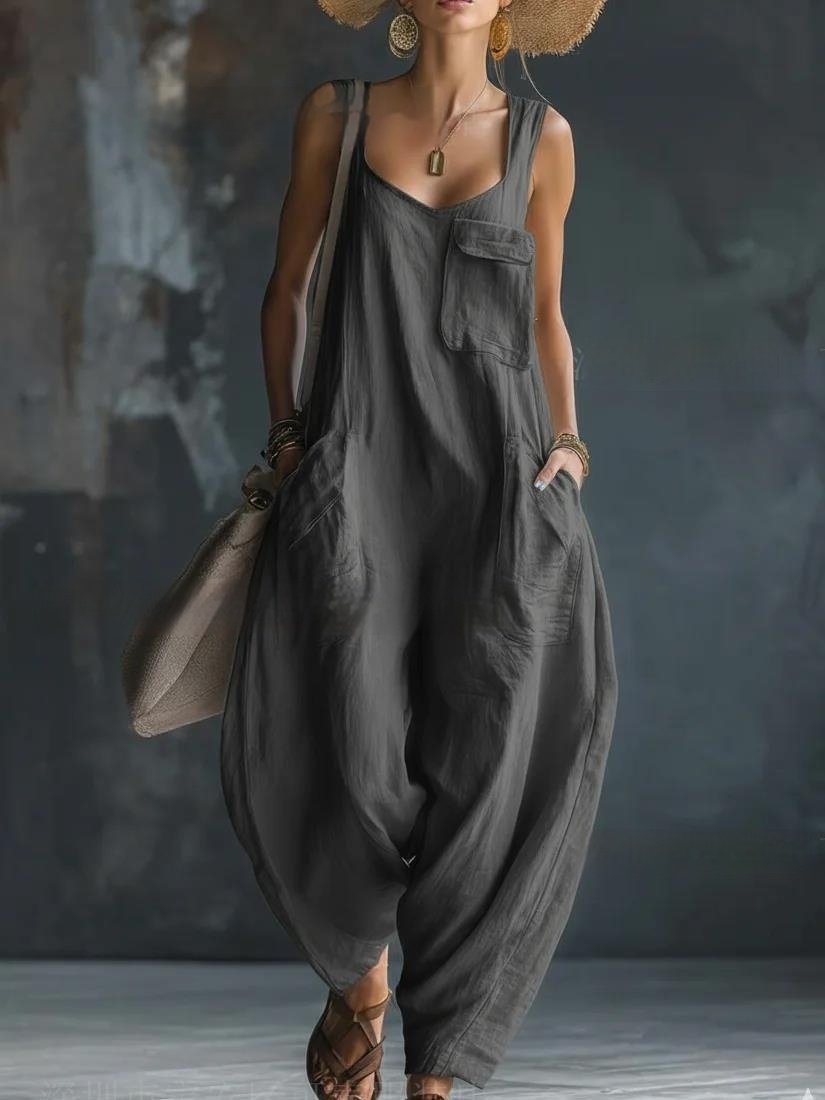 Women's Casual Versatile Solid Color Loose Jumpsuit - Image 4
