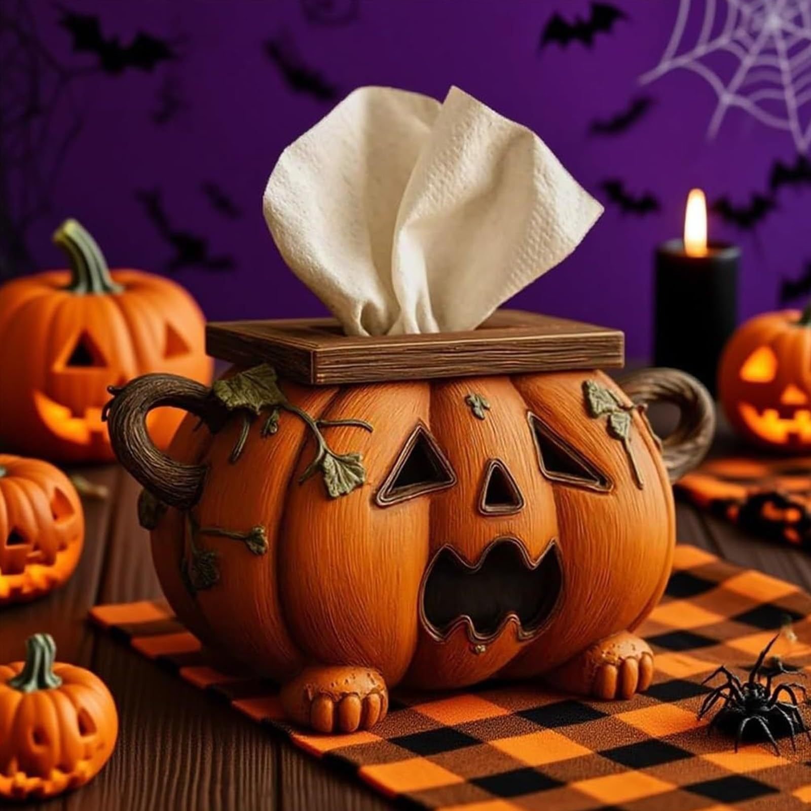 Halloween Pumpkin Tissue Box Holder Sanitary Rack - Image 2