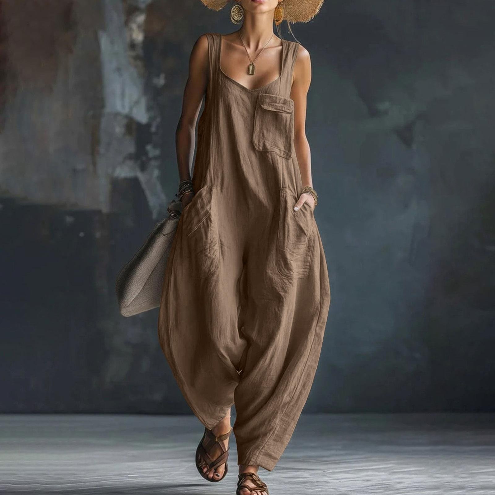 Women's Casual Versatile Solid Color Loose Jumpsuit - Image 8