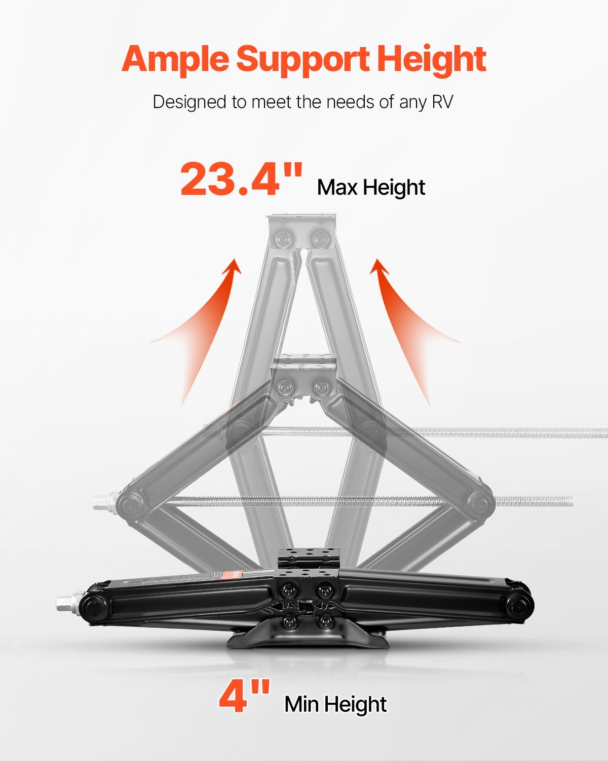 9000 Lbs RV Scissor Jacks, 4-23.4 In RV Stabilizer Leveling Scissor Jacks, Set Of 2, Heavy Duty Stabilizer Jack With Crank Handle, Socket And Bubble Levels, Not Easily Bent Or Deformed - Image 3