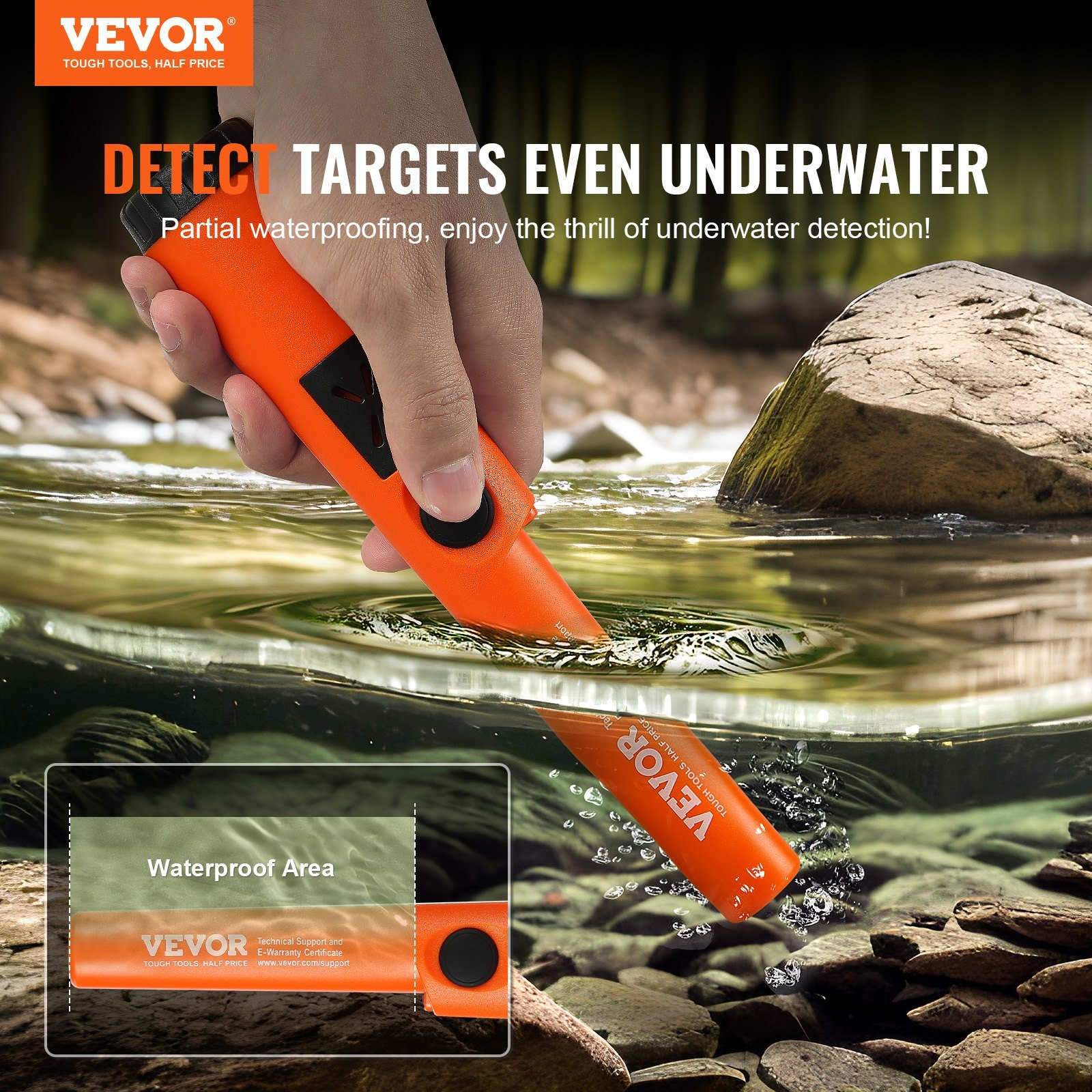 Metal Detector Pinpointer, Partial Waterproof Handheld Pin Pointer Wand, 1.96' Detection Depth, 3 Modes, Treasure Hunting Probe With Holster, Waterproof Bag And 9V Battery, For Adults And Kids - Image 2