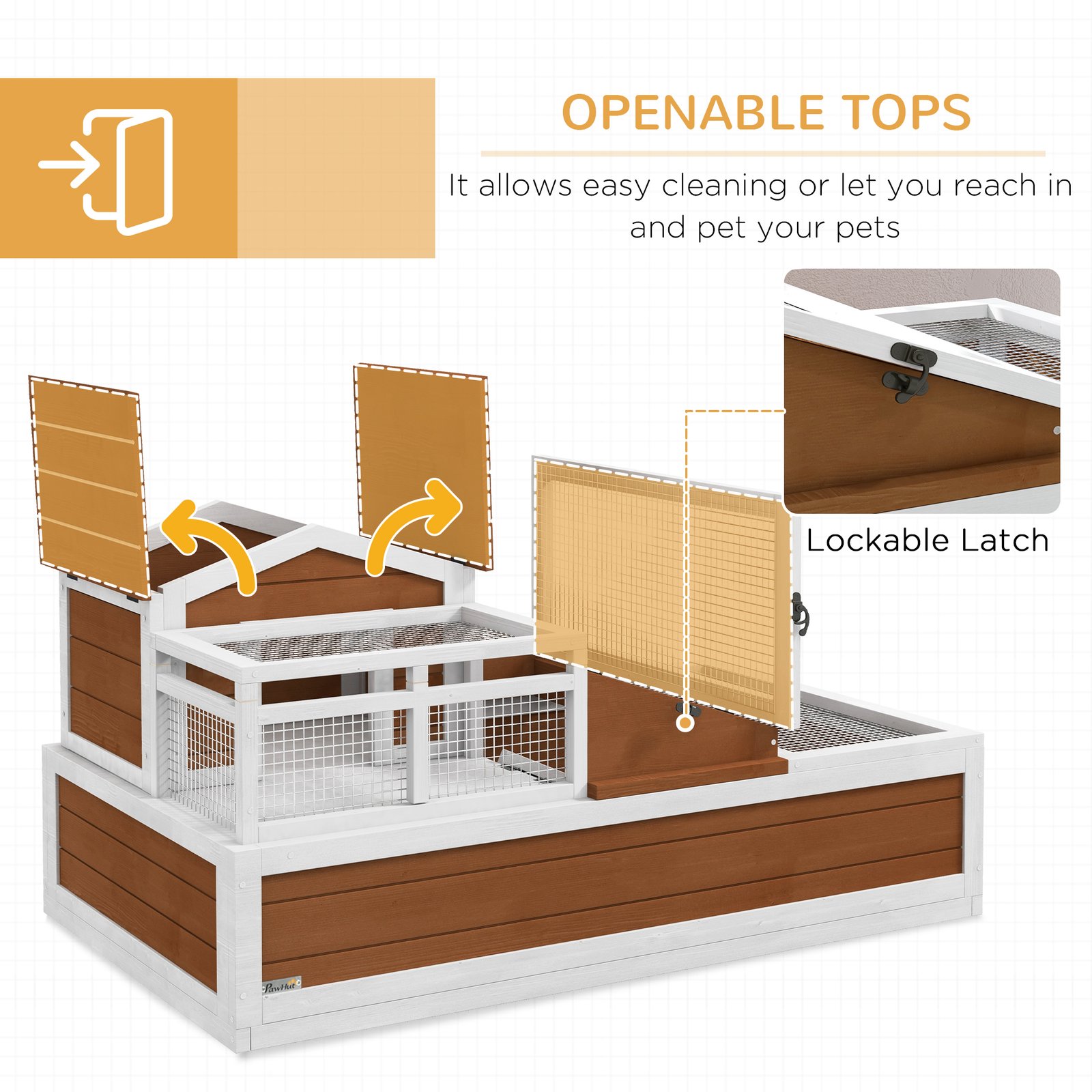 3-Room Tortoise Habitat House W/ Balcony & 2 Stories, 44" X 25.5" X 25", Coffee - Image 4
