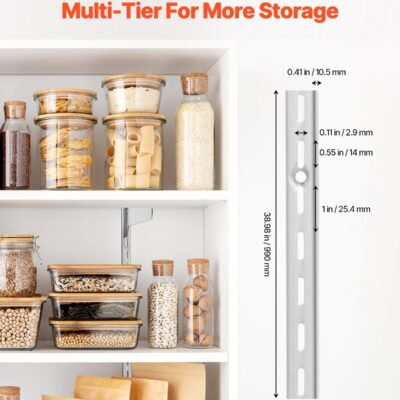 Shelf Pilaster, 39-inch 10 Pack, Upright Wall Shelving System, Heavy Duty Support System Single Slot Shelf Rails, 40 Screws Included, Suitable For Cabinet Closet Organization Storage, Silver