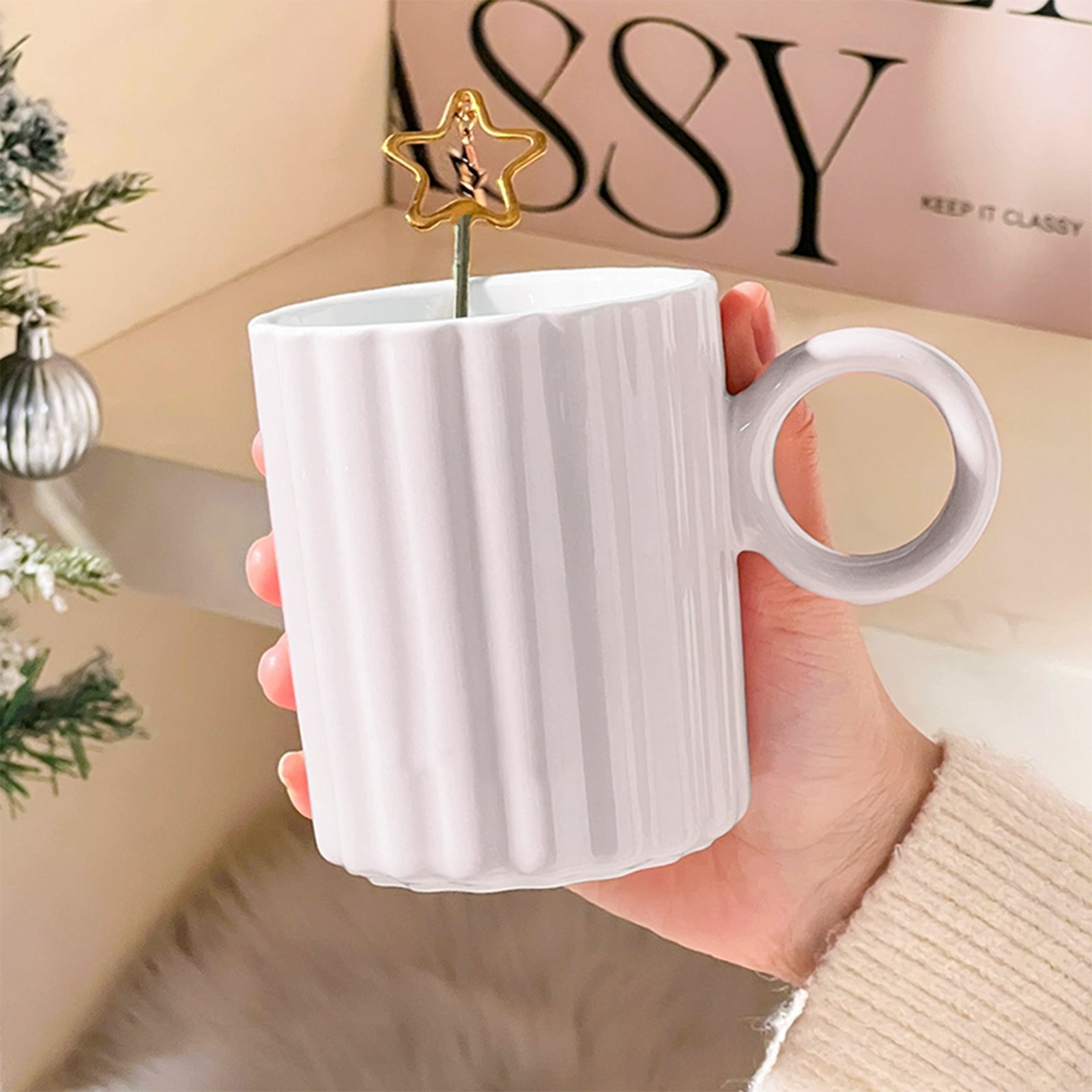 Petal Ceramic Mug-White - Image 3