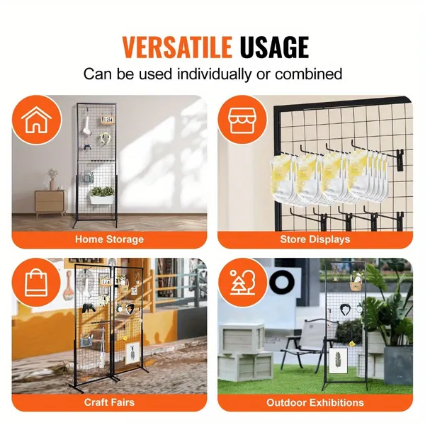 Professional Gridwall Display System 2-Pack 24' X 67' Double-Sided Retail Grid Wall Panels With Sturdy T-Base & 20 Display Hooks And Clips For Boutique, Craft Fair & Trade Show - Image 5
