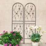 2 Pack Metal Garden Trellis 71" X 19.7" Rustproof Trellis For Climbing Plants Outdoor Flower Support Butterfly Deco Black