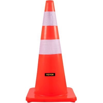 VEVOR Safety Cones,  Cm Height, 12 PCS PVC Orange Traffic Cone With 2 Reflective Collars And Weighted Base, Used For Traffic Control, Driveway Road Parking And School Improvement