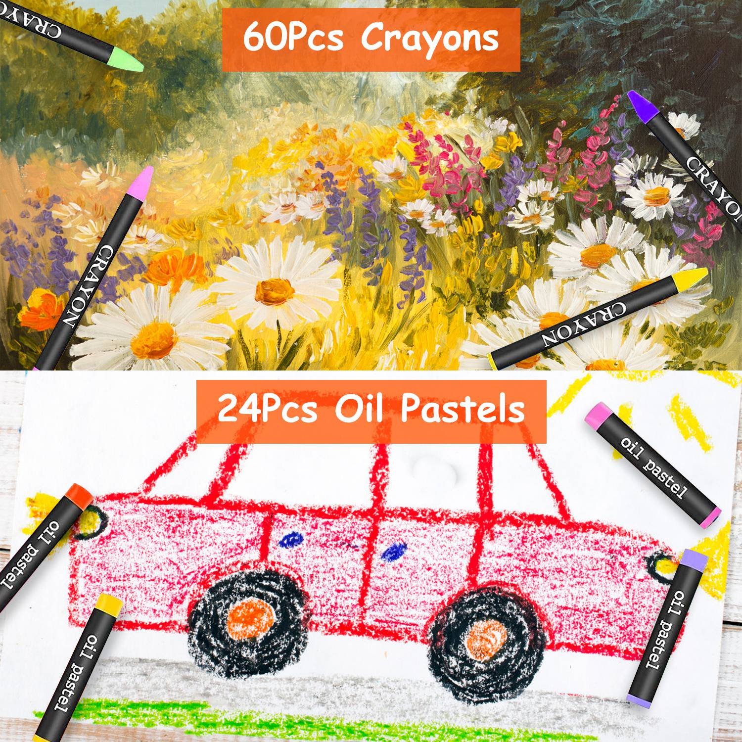 140Pcs Art Supplies With Colored Pencils Oil Pastels Crayons, Watercolor Cakes Brushes Sharpener Eraser In Elegant Wooden Box Professional Art Kit For Kids Adults Beginners Pros Office Supplies - Image 2