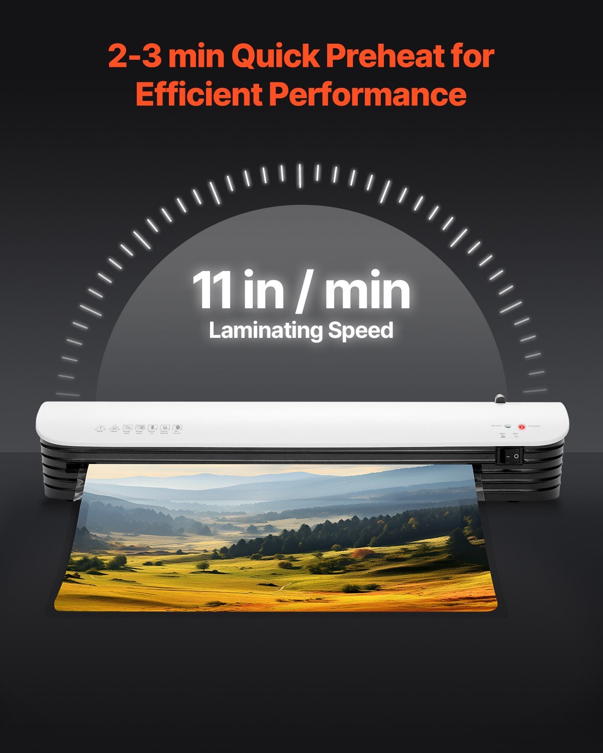 Laminator Machine, Thermal Laminator For Max A3 Paper Size, 2-3 Min Quick Warm Portable Laminator, 3-5 Mil Thickness, Ideal For Home, Office, Business, Or School Supplies, White + Black - Image 4
