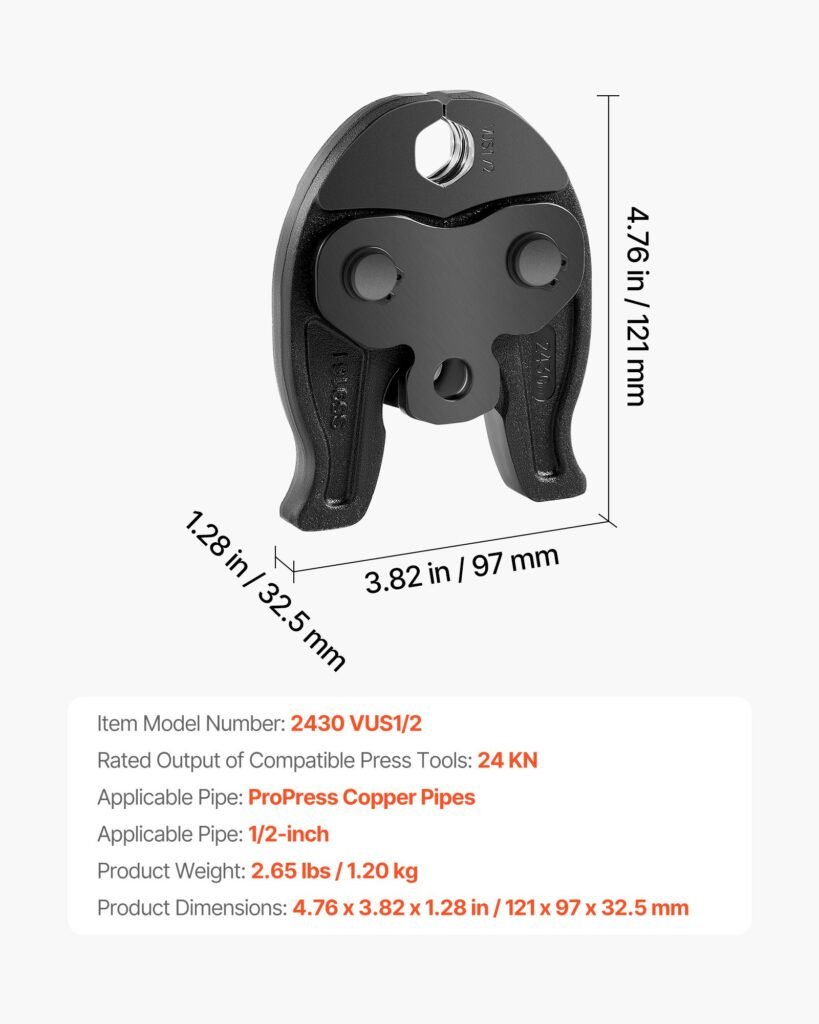 1/2" ProPress Jaw For Compact Series Press Tools, 52 HRC Hardened Steel Pressing Jaw - Compatible With 24KN Press Tools For Copper Pipes Connections —