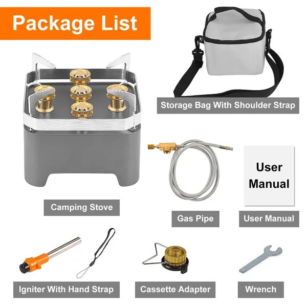 12000W Portable Camping Stove With Cassette Adapter Windproof Outdoor Backpacking Burner With Carrying Case Igniter For Outdoor Hiking Camping Picnic Backpacking - Image 12