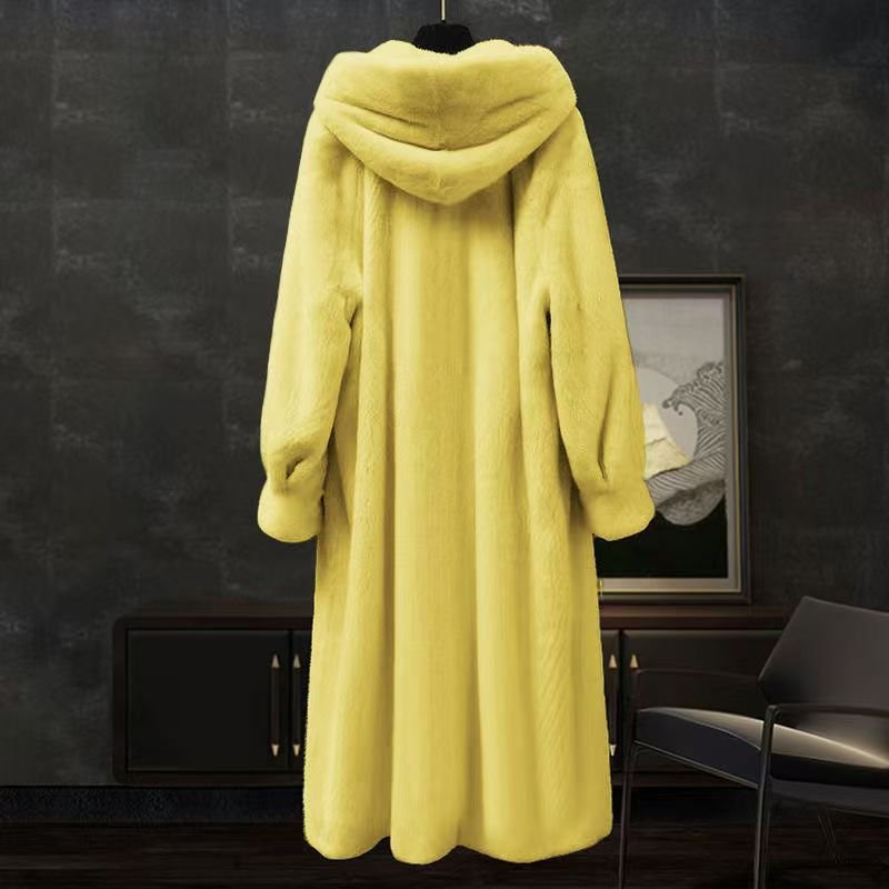 Loose Plus Size Long Leopard Print Fur Coat - Image 13