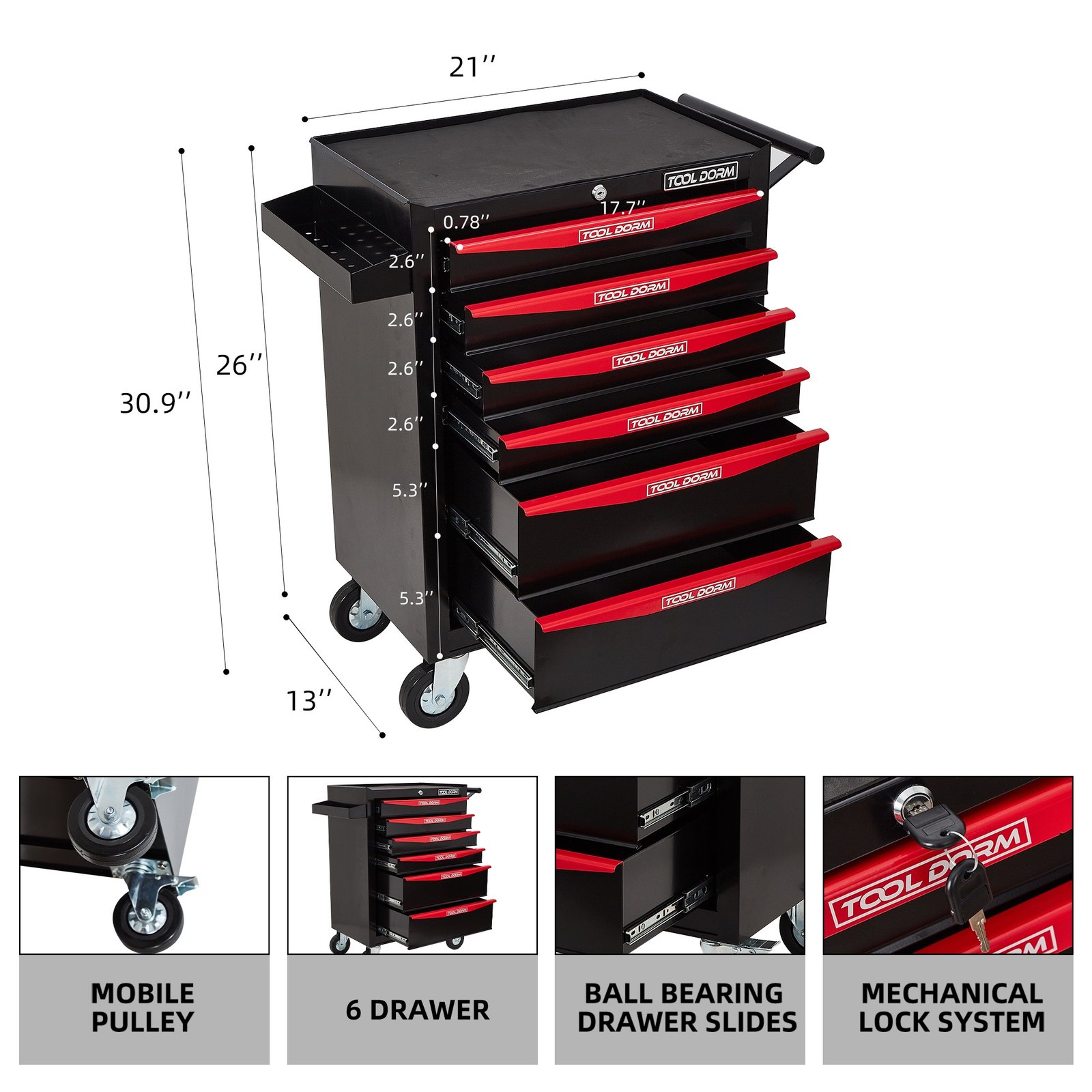Tool Cabinet 21inch With Wheel And Drawers - Image 14