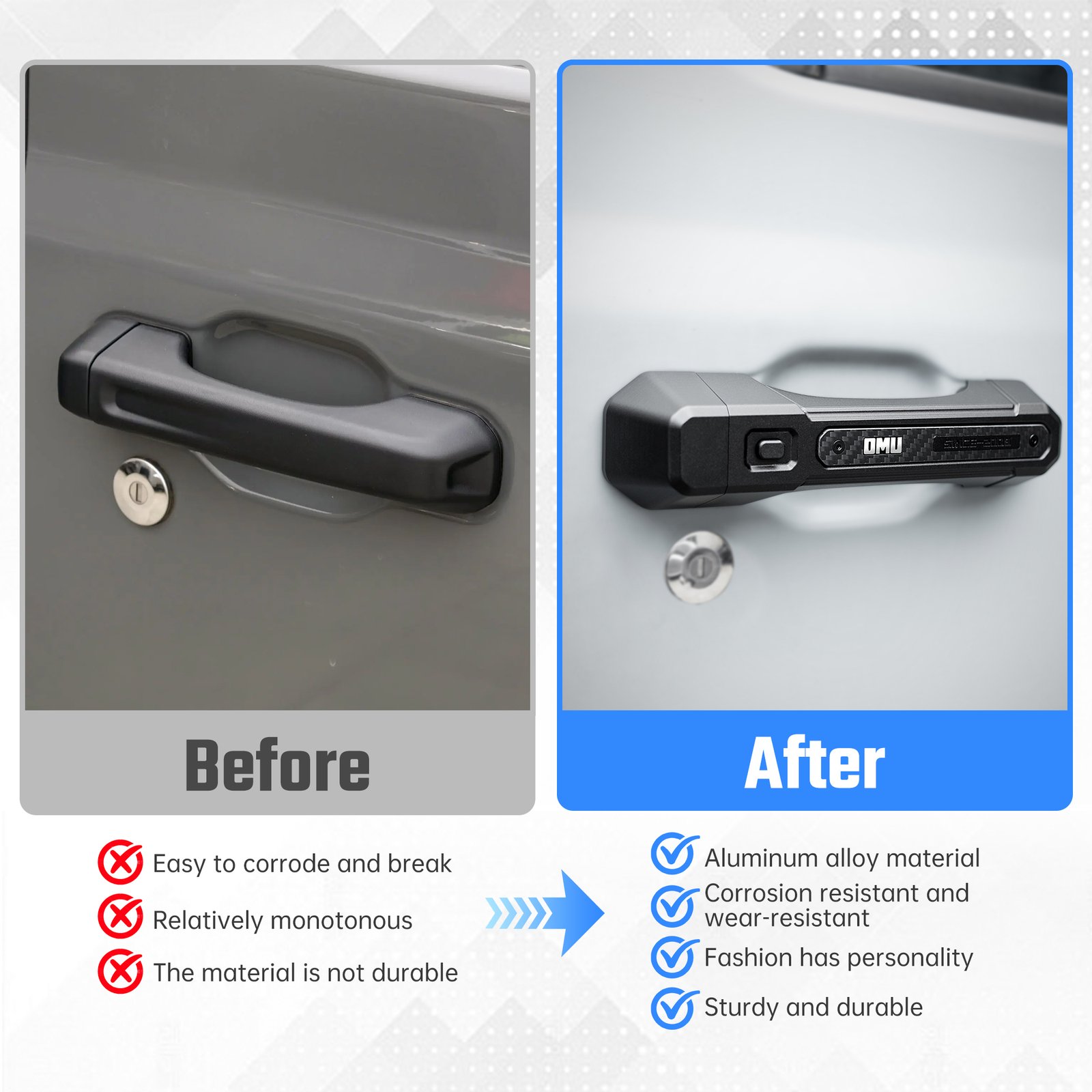 Door Handle Cover For Wrangler JL 2018 4 Doors 5 Pcs - Image 3