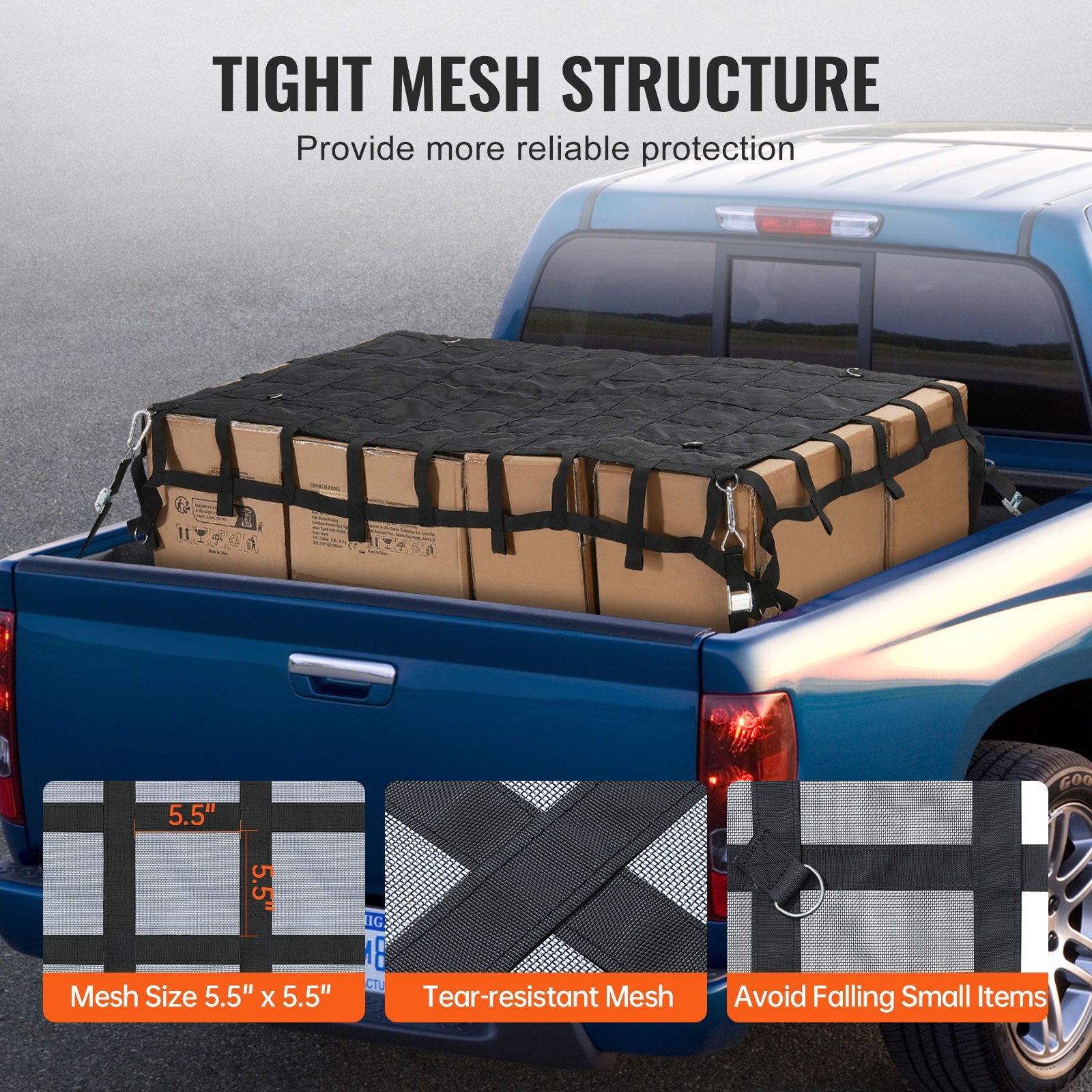 Cargo Net Heavy Duty Cargo Net 72' X 57' Adjustable Buckles & S-Hooks - Image 3
