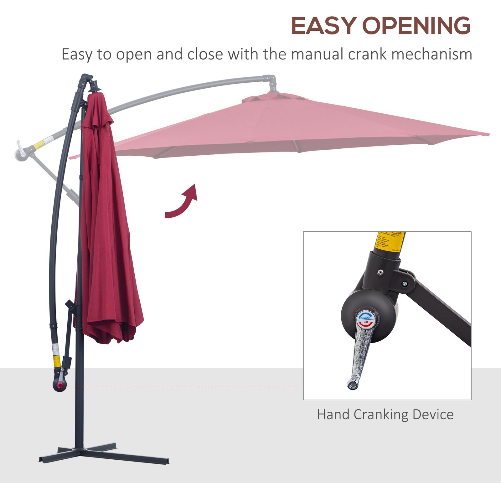 10' Cantilever Patio Umbrellas With UV And Water Resistant For Patio & Backyard Comfortable Red - Image 3