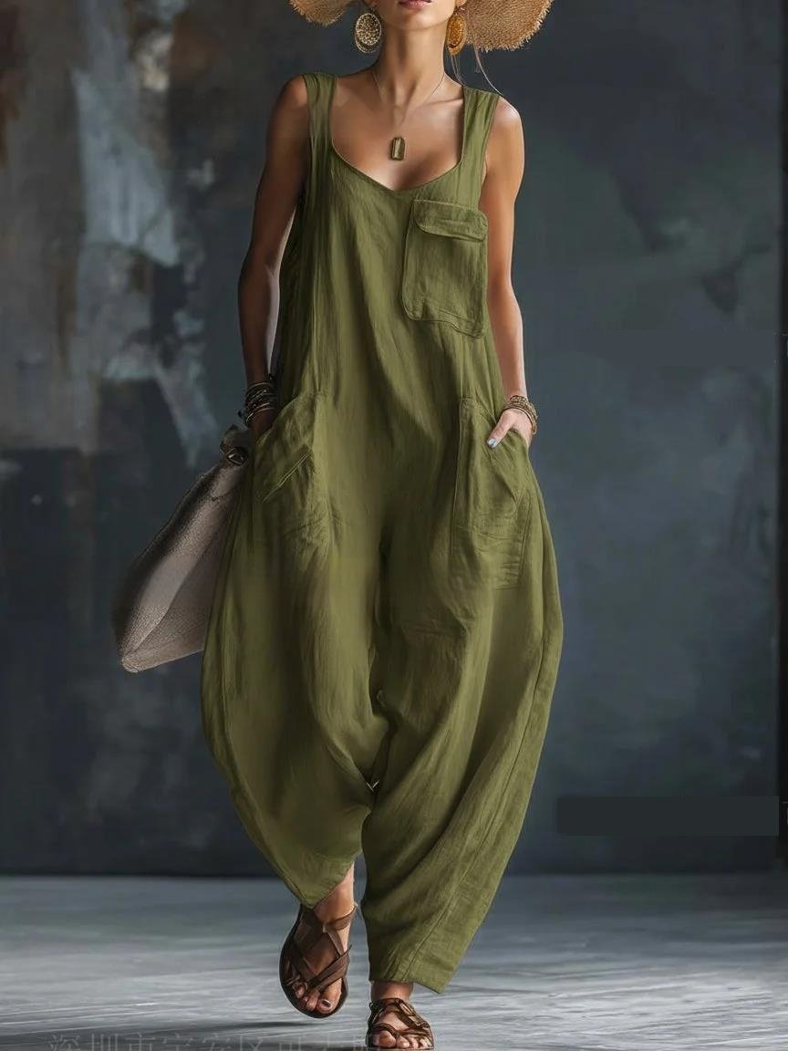 Women's Casual Versatile Solid Color Loose Jumpsuit - Image 3