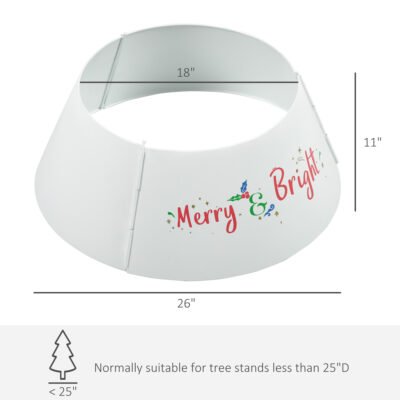 Christmas Tree Collar, Steel Tree Ring Skirt, Home Xmas Decoration For Christmas Tree, 26" X 26" X 11", Cream White
