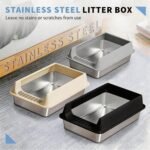 Stainless Steel Cat Litter Box, Large Open Top Litter Box With Anti Splash High Sides, Anti Tracking Pedal, Easy To Clean, Non Stick, Odor Resistant For Big Cats, Multi Cat Homes