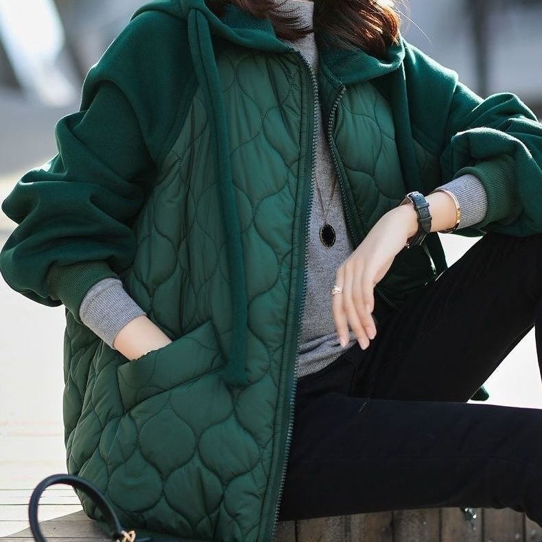 Hooded Stitching Down Thick Coat Cotton-padded Jacket - Image 5