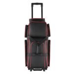 Bowling Ball Bag, 3 Ball Double Roller Bowling Bag With Wheels, Featuring A Separate Compartment For Shoes (Up To US Size 16) & Oversized Accessory Pocket, Retractable Handle Extends To 41.34 In