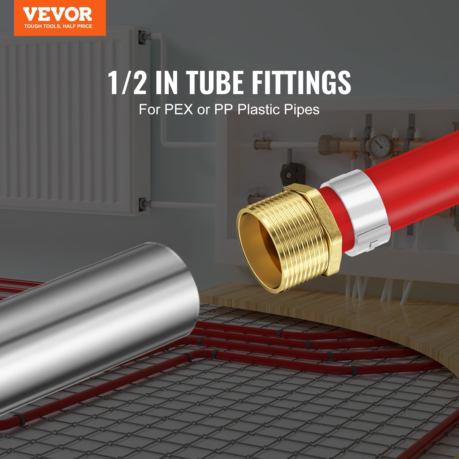 Pipe Fittings, 1/2" 25PCS Brass Pipe Fittings, Clamp-style 1/2 NPT External Thread Pipe Connector Brass Air Fittings, Plumbing Fittings NPT Adapter For Heating/Shower Systems, Water Pipes - Image 2