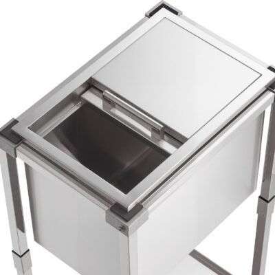 29.6 Qt Rolling Ice Chest Cooler Cart Outdoor Stand Up Ice Bin On Wheels